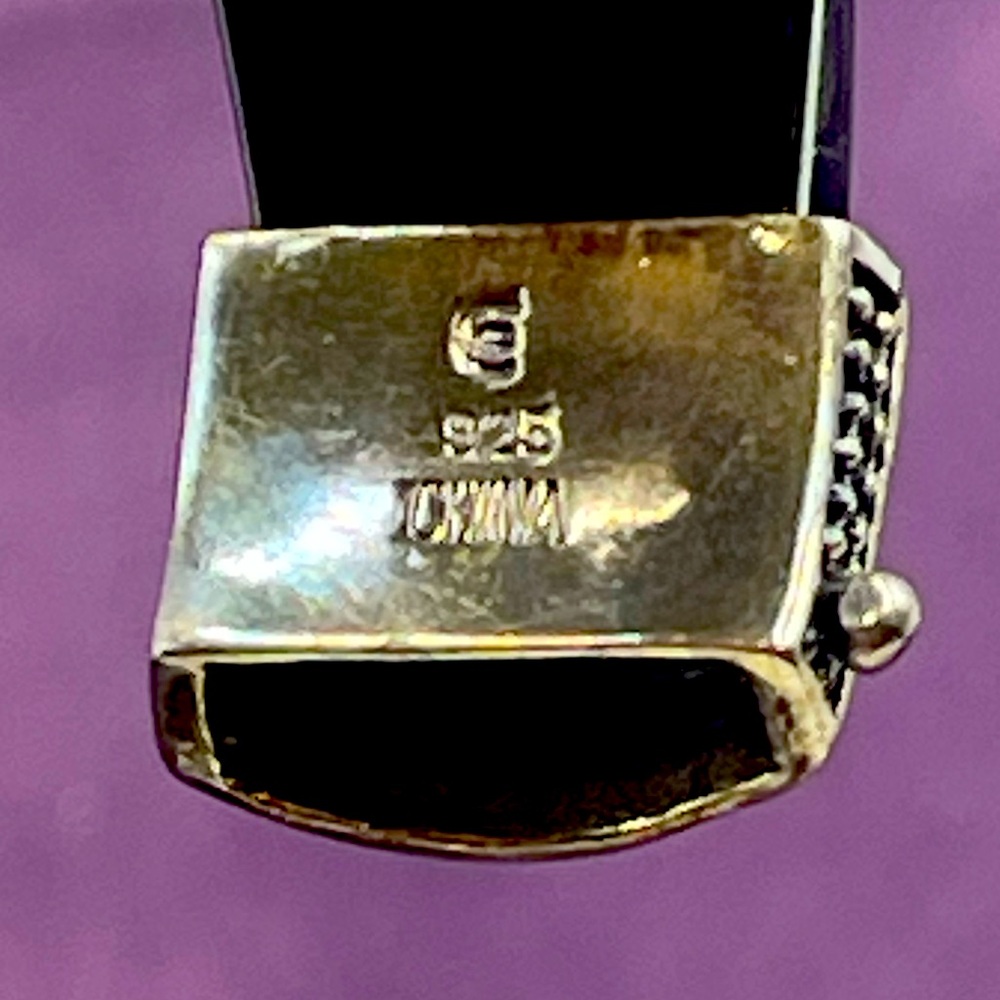 Black Faceted Solid Onyx Hinged Bangle Bracelet W… - image 7